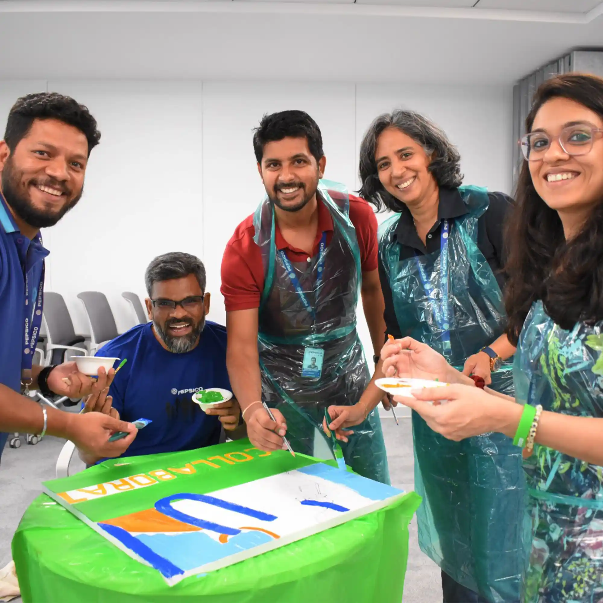 A minimalist and sleek Bareilly office breakroom transformed into a fun team game zone.
